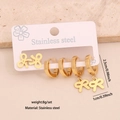 Golden stainless steel earring set featuring bow stud and bow drop earrings for women - 6# Bow