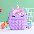 Unicorn pop it fidget purse made of purple silicone with rainbow bridge strap for kids - Violet