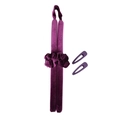 Heatless hair curler set in purple velvet including curling rod, scrunchie, and hair clips - Set with Clip / Purple
