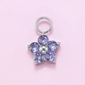 Ciondolo fiore di prugna argento con zirconi viola per orecchini e gioielli DIY - Acciaio con Zircone Viola