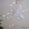 Sparkling silver acrylic Pegasus Christmas ornament, measures 11cm by 14cm and weighs 37g - Pegasus (New)