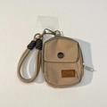 British style khaki canvas mini pouch with contrast rope lanyard and metal snap hook - British Khaki Coin Purse With Cloth Rope