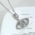 Collana con pendente Malocchio con zircone AAA blu e catena in rame stile tarocchi - Occhio del Diavolo (Placcato Oro Bianco) / Argento