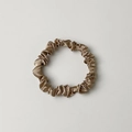 Glossy golden satin scrunchie with premium silk texture and elegant pleated design - Small Light Coffee
