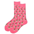 Pink crew socks with lime fruit pattern on a white background for men and women - 38-46 / Pink Base Lime Pattern (1068D)