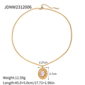 18k gold plated stainless steel necklace with mermaid pearl pendant and rhinestones - Oval Moonstone-Look Radiant Rhinestone Necklace (JDNW2312006) / Gold