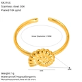 Detail view of 18K gold plated stainless steel bow ring with size and weight specs - Shell Shape (SR215G)