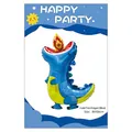 Blue cartoon dragon foil balloon for birthday party decoration, size 89x58cm - Q Version Fire-breathing Dragon (Blue)