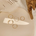 Five-piece gold plated ring set with baroque pearls and twisted rope texture bands - Vintage Minimalist Gold Pearl Geometric Ring Set of 5 / 64# Gold-Band Set (5pcs)