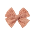 Peach pink lace hollow bow hairclip for baby girls with delicate floral texture detail - Coral Pink (10)