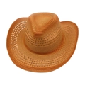 Cappello da cowboy in paglia caramello con trama traforata traspirante a tesa larga - Taglia unica / Cachi (1)