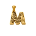 Gold-plated titanium steel necklace with M letter pendant and textured bark pattern - M-Single Pendant