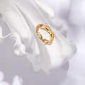 Minimalist 18k gold plated stainless steel chain link ring for women on white stone - Geometric Circle Gold