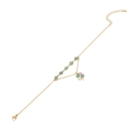 Gold anklet with turquoise beads and a colorful clover charm on a white background - Multicolor Clover with Turquoise (1#)