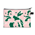 Toiletry bag featuring bold pink floral and green leaf print on a beige background - Abstract Green Pink (17)