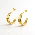 Klassische goldene U-förmige Creolen mit Spiralstruktur aus poliertem Edelstahl für Damen - Spiraltextur C-Förmige Ohrringe (787)
