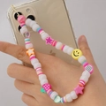 Lanière de téléphone en acrylique coloré avec étoiles roses et sourires jaunes - ZSZC14-Style Fruit Étoile Argile Colorée