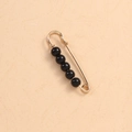 Elegant gold safety pin with five round black pearls for waist adjustment - 5cm 5 Black Beads Gold