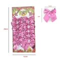 Set of 12 metallic pink Christmas tree bows on card, 5.5cm x 6cm festive ornaments - Card Packaged Set / Set of 12 / Pink