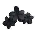 Matte black claw clip with three 3D floral petals and elegant textured finish - Matte Triple Plumeria Claw [Black]