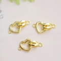 Drei 14K goldgefüllte Mikro-Pave-Doppelherz-Verbinder für DIY-Schmuckherstellung - Herzverschluss 18K Gold