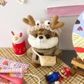 Plush squirrel toy with knitted sweater, reindeer headband and round glasses crossbody bag - Full Set With Accessories / Light Gray