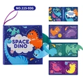 Space Dino Baby Stoffbuch mit interaktiven Seiten und lila Tragegriff - Dinosaurier-Thema (115-93G)
