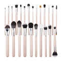 24-teiliges professionelles Make-up-Pinsel-Set mit Synthetikborsten und rosa Griffen auf Weiß - Zartrosa Profi-Stil (24-teiliges Set)