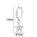 Silver clip-on earring with sparkling zircon star pendant and precise size measurements - Star Style (2625-12#) / Silver