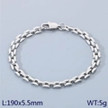 Sleek 190mm stainless steel hollow link bracelet with lobster clasp in silver finish - Steel Color 190x5.5mm (KB189682-Z)