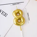 Gold number 8 birthday candle with metallic finish, 3x4.4cm size for party cake - Golden Number 8