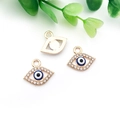 Gold plated evil eye charms with diamonds for DIY jewelry making and bracelet pendants - KC Gold Eye Evil Eye Connector (16x14mm)