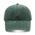 Casquette de baseball vintage vert foncé en coton délavé avec finition usée - Réglable / vert foncé