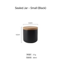 Matte black ceramic airtight storage jar with wooden lid, 260ml capacity dimensions - Small / Black