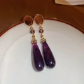 Orecchini pendenti gotici vintage con cristalli di resina color ambra e viola - Goccia Viola (5188905316208) / Silver Earring Post - Viola