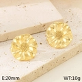 Golden 18K gold-plated stainless steel flower petal stud earrings with 20mm diameter - Style H Daisy Flower (KE114947-KFC)