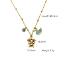 Collana oceano in acciaio inossidabile 14K con gemma blu, tartaruga e coda di balena - N2-Tartaruga Marina Coda di Balena Gemma