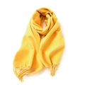 Soft macaron yellow solid color scarf with tassel fringe for stylish winter warmth - No.12 Bright Yellow