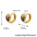 Size guide for heart drop earrings showing dimensions 1.1cm height and 0.7cm width - Black (Small Size)