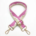 Adjustable woven strap with pink wave pattern and gold metal hardware for shoulder bags - Silver Clasp / Rose Pink Beige