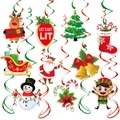 Decorazioni natalizie a spirale da soffitto con Babbo Natale, renne e pupazzi di neve - Set di decorazioni appese con cartoline e spirali