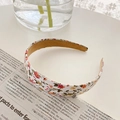 Vintage white floral fabric headband with pink and red flowers for women fashion hair style - Yellow Floral