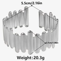 Detailed view of the irregular wave cuff bracelet with dimensions and weight measurements - Steel