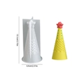 DIY Weihnachtsbaum Silikonform und gelbe Kegelkerze mit rotem Stern 13cm Höhe - Nr. 1 Weihnachtskegel-Wellenstruktur / Weiß Halbtransparent