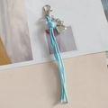 Porte-clés créatif en corde tressée bleu clair avec pendentif cœur argenté et fermoir mousqueton - Bleu