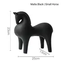 Minimalist matte black ceramic horse statue figurine for home decor, size 23x25x13cm - Matte Black Small Horse 015