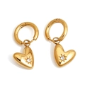 Goldene Edelstahl-Ohrringe mit Herzanhänger und Zirkonstein im Sternschliff-Design - Gold (KD3163) / Gold