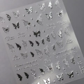 Self-adhesive 3D silver butterfly nail stickers with metallic stars and inspirational text - Silver Butterfly Style (TL-110)