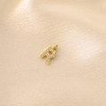 Sparkling gold letter R pendant with micro-set zircon stones on luxury silk - Letter R / Gold