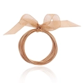 Set di bracciali glitterati oro rosa con un fiocco decorativo in chiffon marrone - Set di molle a strati oro rosa (30078)